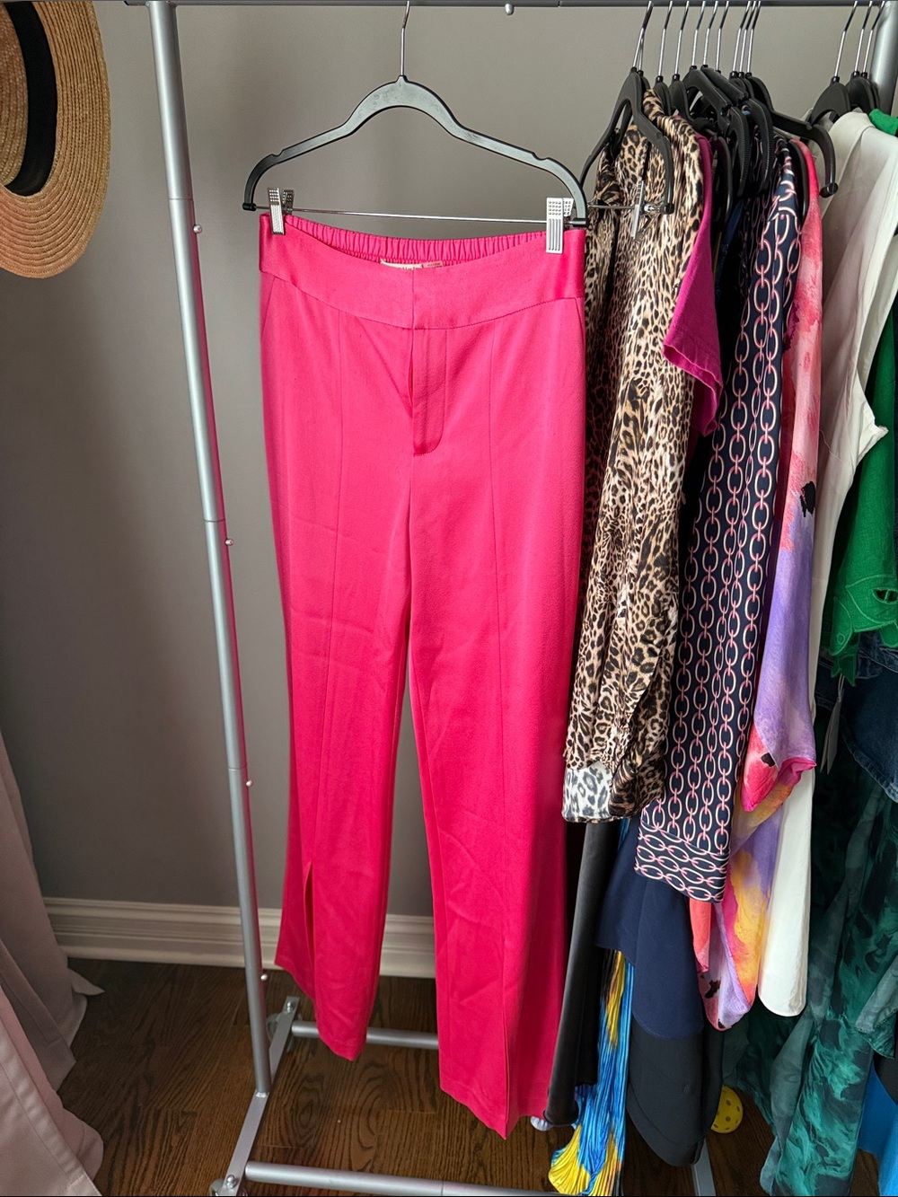 Alice + Olivia Hot Pink Wide-Leg Pants